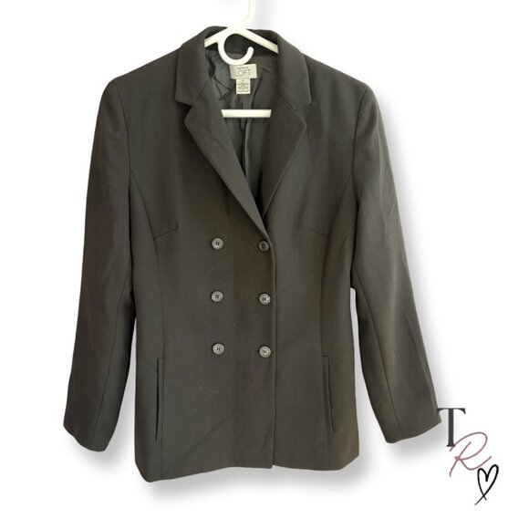 Ann Taylor LOFT Double-Breasted Virgin Wool Blazer Black Women’s Size 8 - Picture 11 of 11